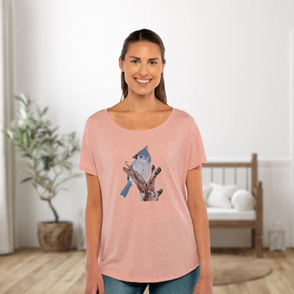 Tufted Titmouse Dolman Top for Women / Ladies' Titmouse Bird Shirt / Autumn T-shirt Gift for Friend