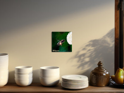 Mini Painting of Honeybee and Wild Tamarind Flower / Art for Bathroom / Gift for Homeowner