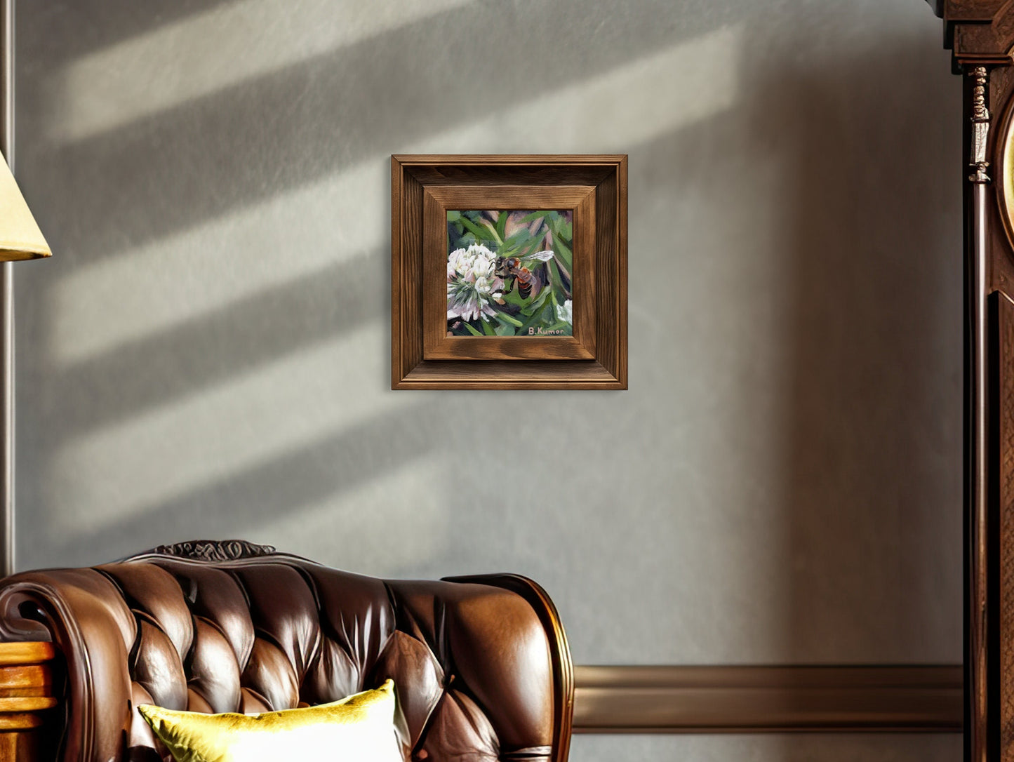 Honeybee and Clover Print of Mini Painting / Gallery Wall Art / Gift for Homebody