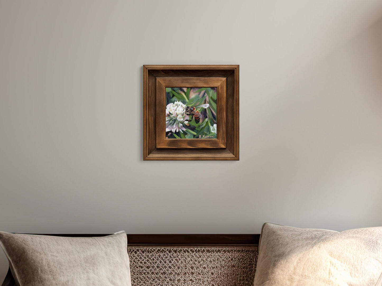 Honeybee and Clover Print of Mini Painting / Gallery Wall Art / Gift for Homebody