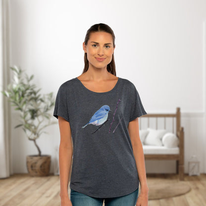 Mountain Bluebird Dolman Top for Ladies /Women's Bird Shirt / Nature T-shirt Gift for Sister