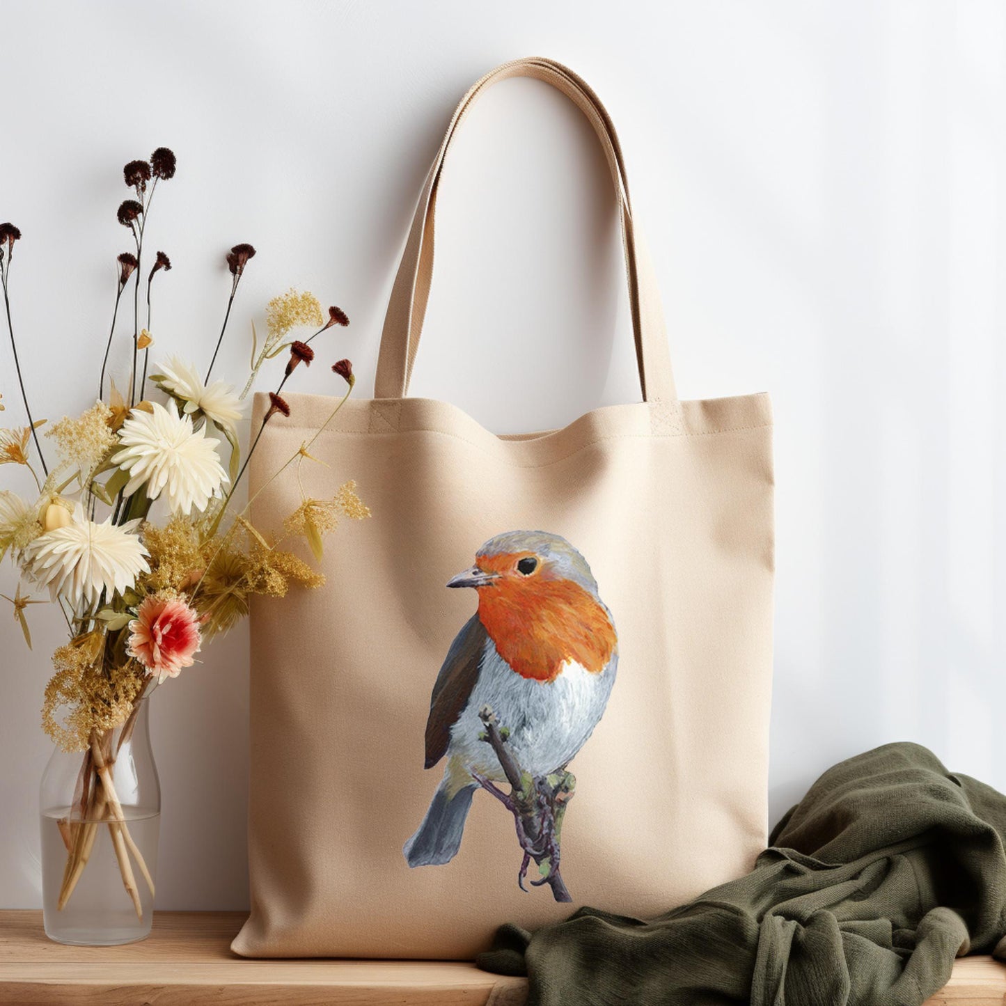 Bird Tote Bag / Nature Carry All Bag for Shopping / Canvas Bag Gift for Bird Lovers