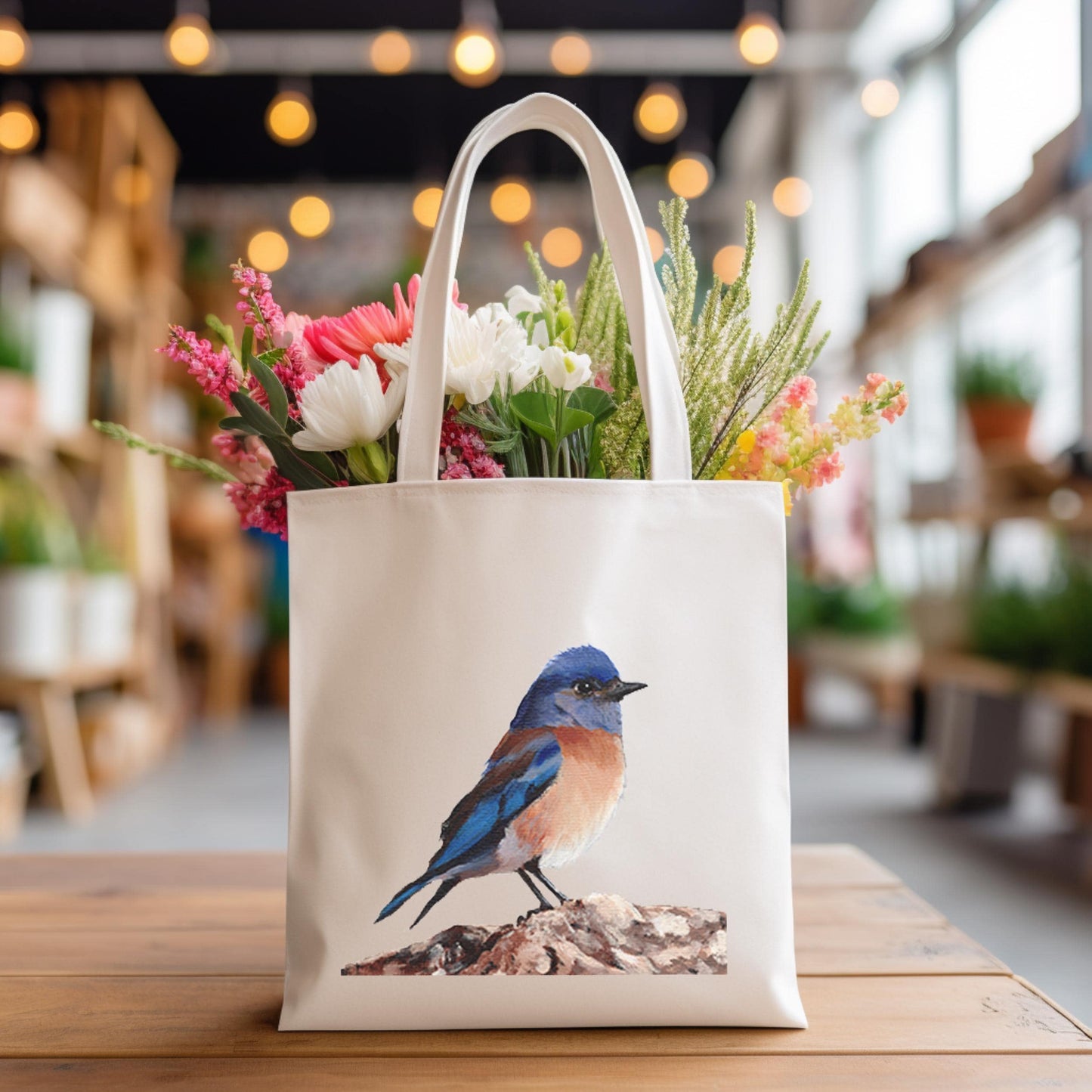 Bird Tote Bag / Nature Carry All Bag for Shopping / Canvas Bag Gift for Bird Lovers