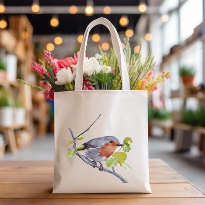 Bird Tote Bag / Nature Carry All Bag for Shopping / Canvas Bag Gift for Bird Lovers