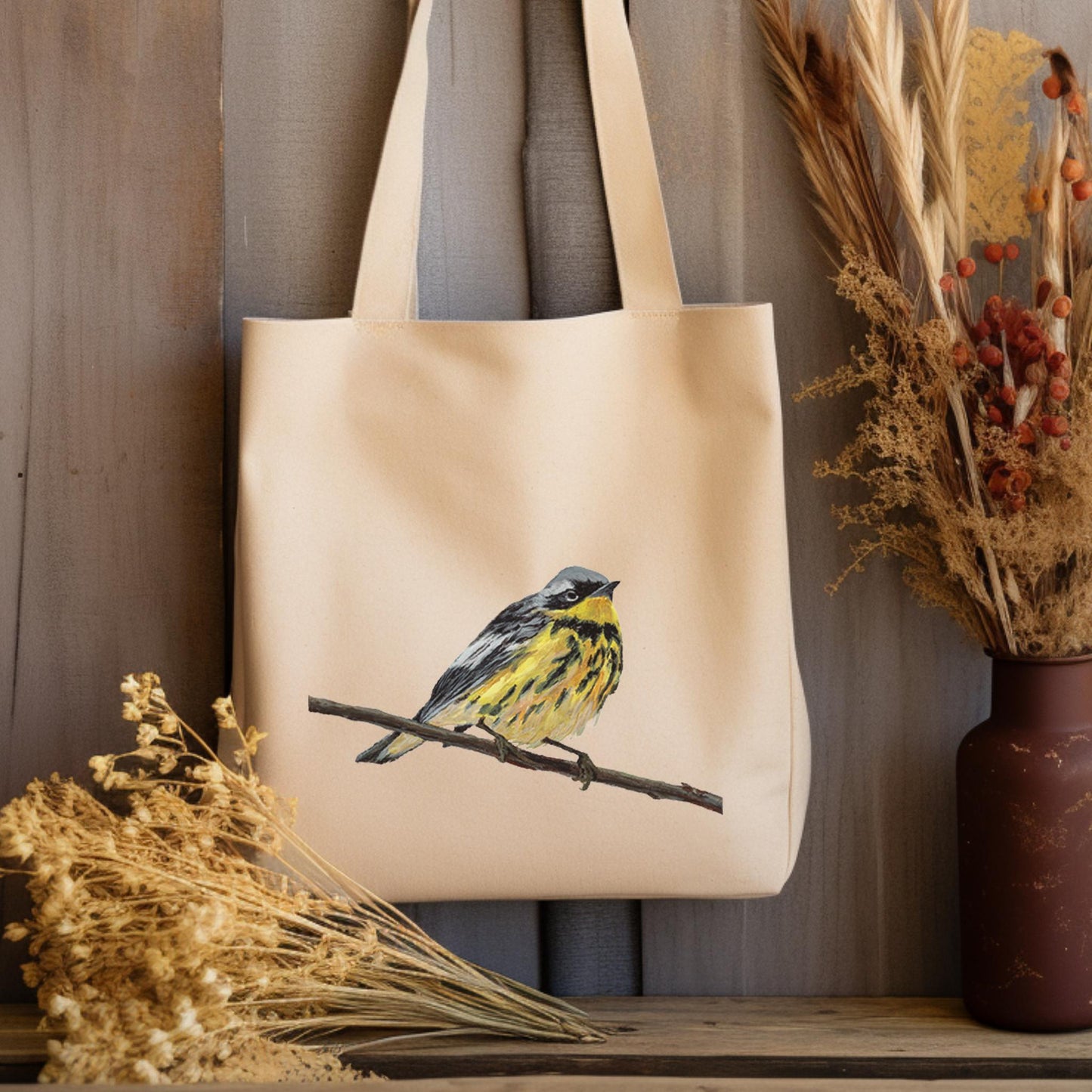 Bird Tote Bag / Nature Carry All Bag for Shopping / Canvas Bag Gift for Bird Lovers