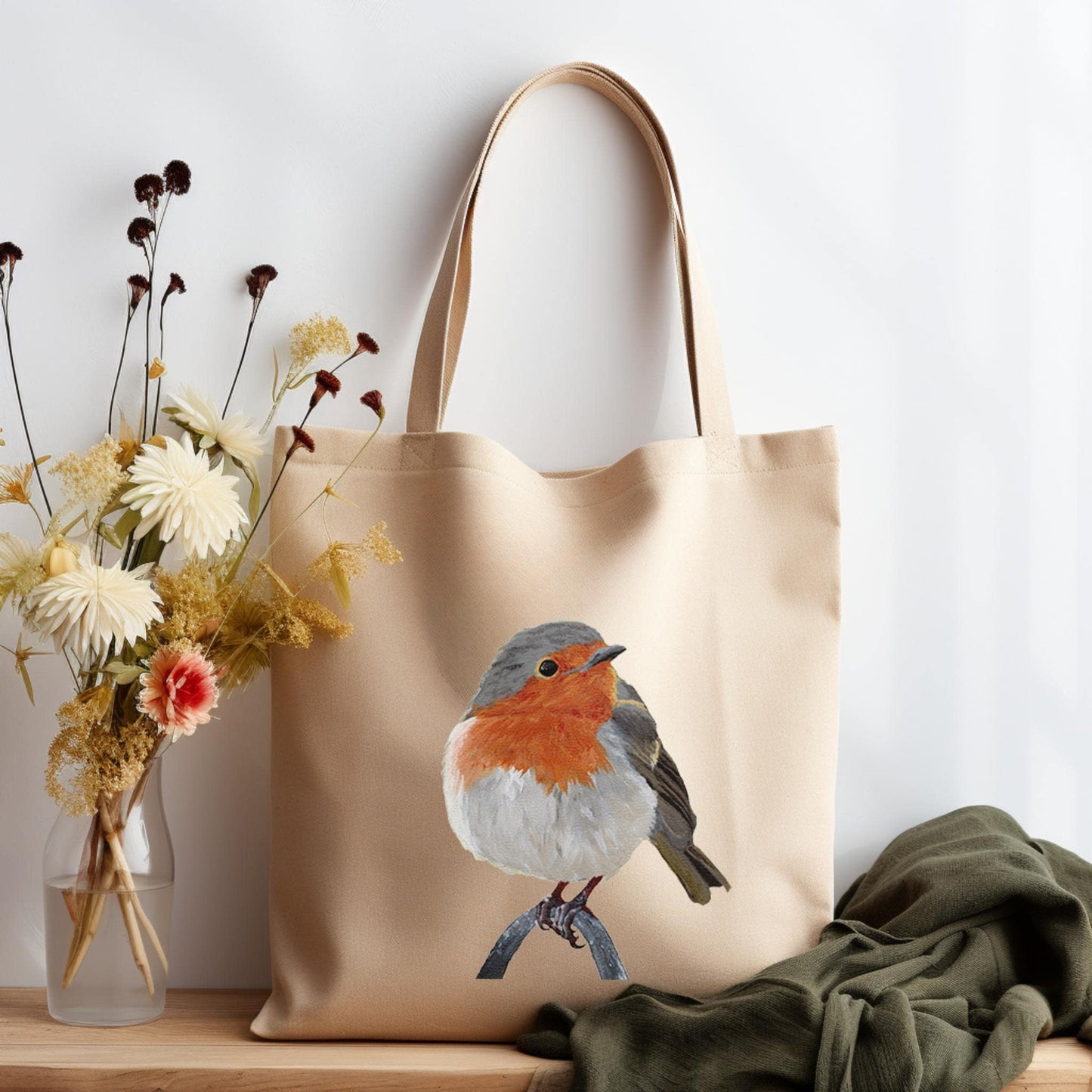 Bird Tote Bag / Nature Carry All Bag for Shopping / Canvas Bag Gift for Bird Lovers