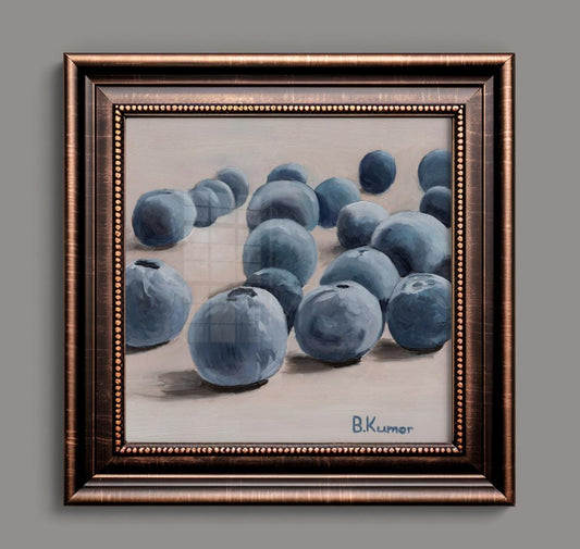 Art Print of Blueberry Oil Painting / Berry Wall Art for Kitchen / Fruit Art Gift for Baker