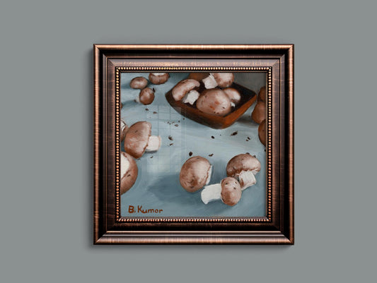 Art Print of Mushrooms Oil Painting / Mushroom Wall Art for Kitchen / Mushroom Art Gift for Nutritionist
