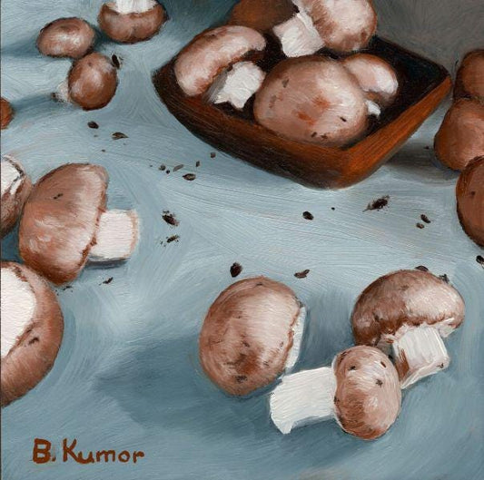 Mushrooms Painting / Food Art for Kitchen / Mushroom Original Oil Painting Gift for Chef