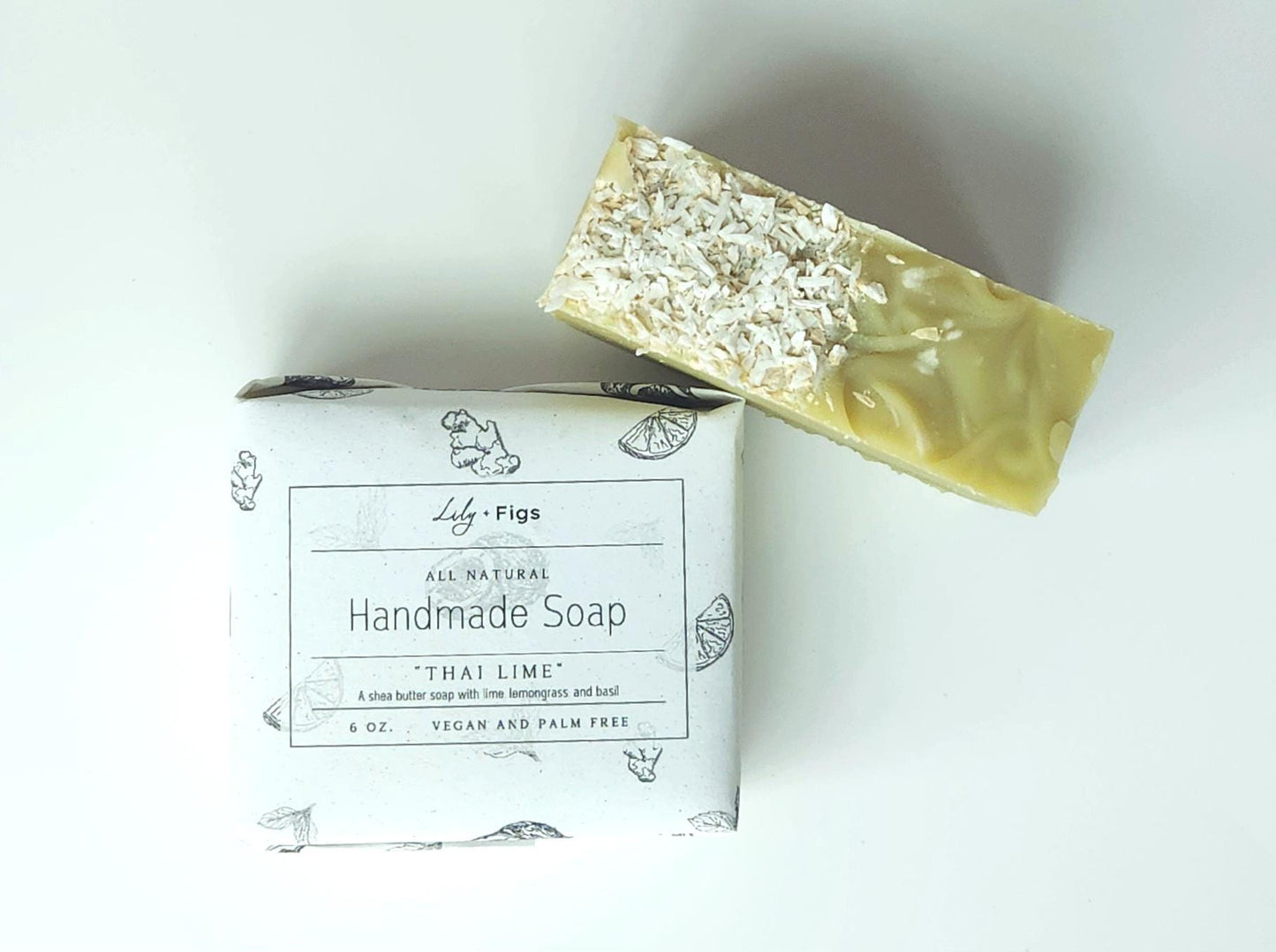 Thai Lime Natural Bar Soap / Vegan Palm Oil Free Soap for Men and Women / Lime and Basil Soap Gift for Foodies
