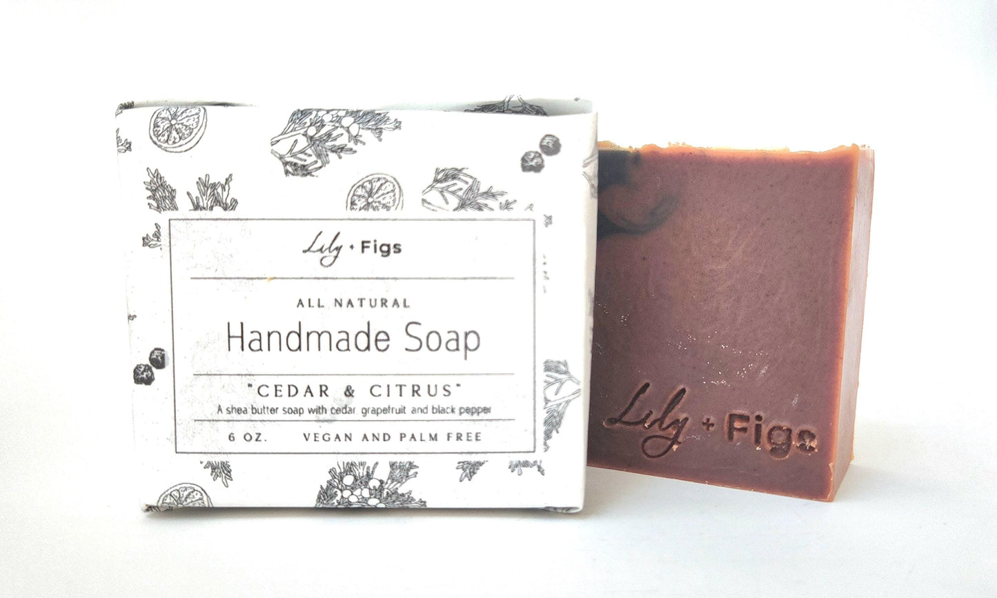 Cedar Citrus Bar Soap: Vegan, Palm-Free, Woodsy Scent for Men
