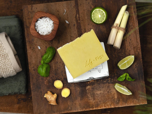 Thai Lime Natural Bar Soap / Vegan Palm Oil Free Soap for Men and Women / Lime and Basil Soap Gift for Foodies
