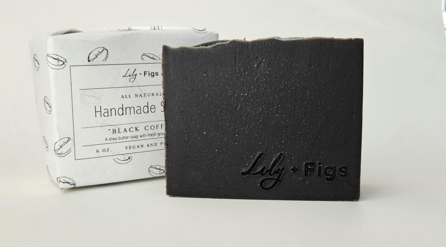 Black Coffee Bar Soap: Shea Butter, Vegan, Palm-Free, Unscented for Men