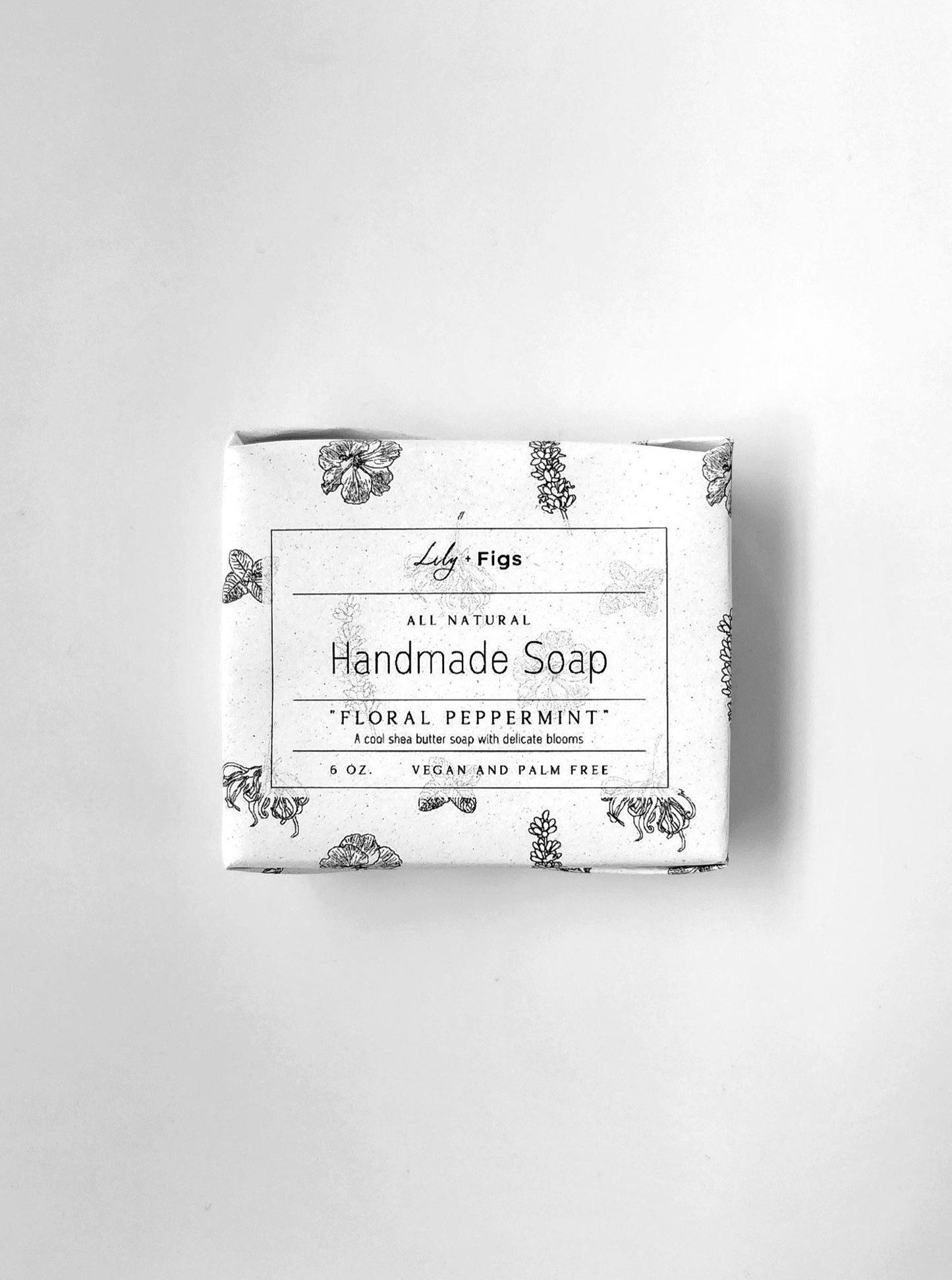 Floral Peppermint Shea Butter Soap: Vegan, Palm-Free Bar