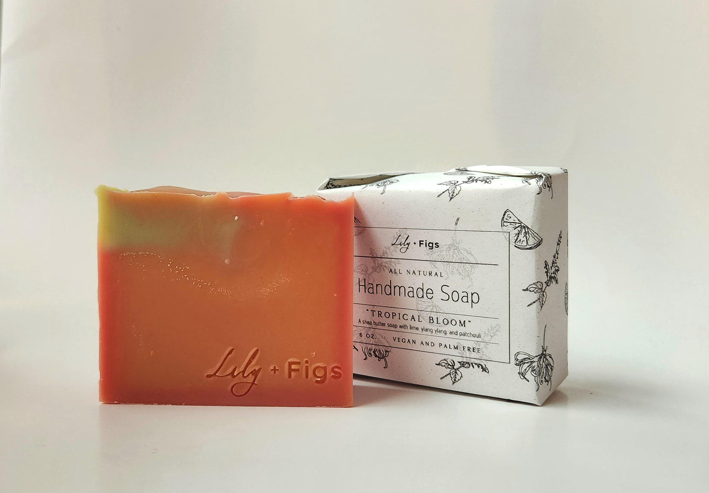 Tropical Bloom Shea Butter Soap: Ylang Ylang, Lime, Patchouli – Vegan, Palm Free, Paper Packaging