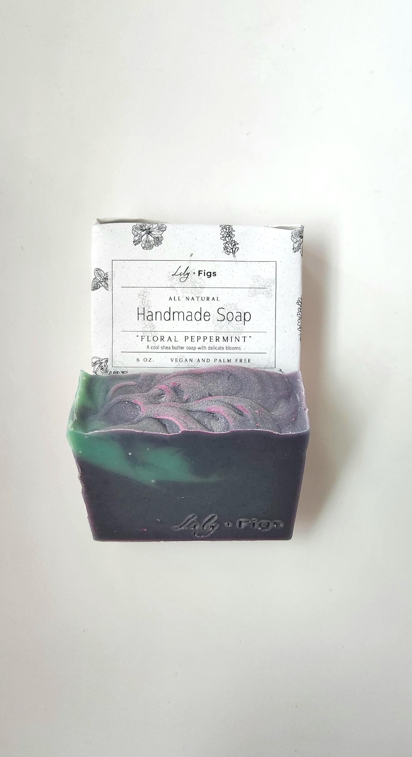Floral Peppermint Shea Butter Soap: Vegan, Palm-Free Bar
