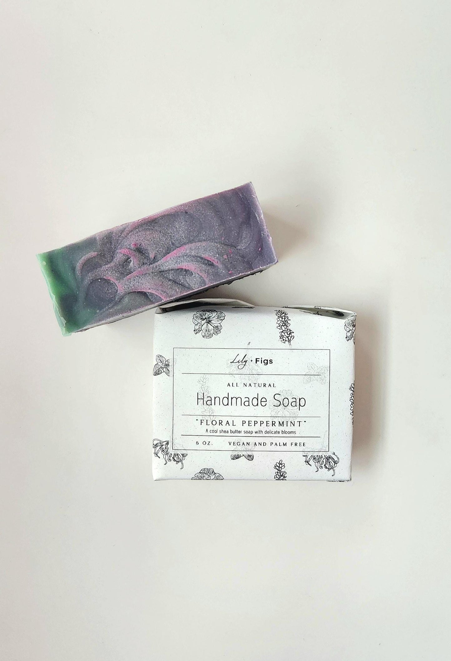 Floral Peppermint Shea Butter Soap: Vegan, Palm-Free Bar