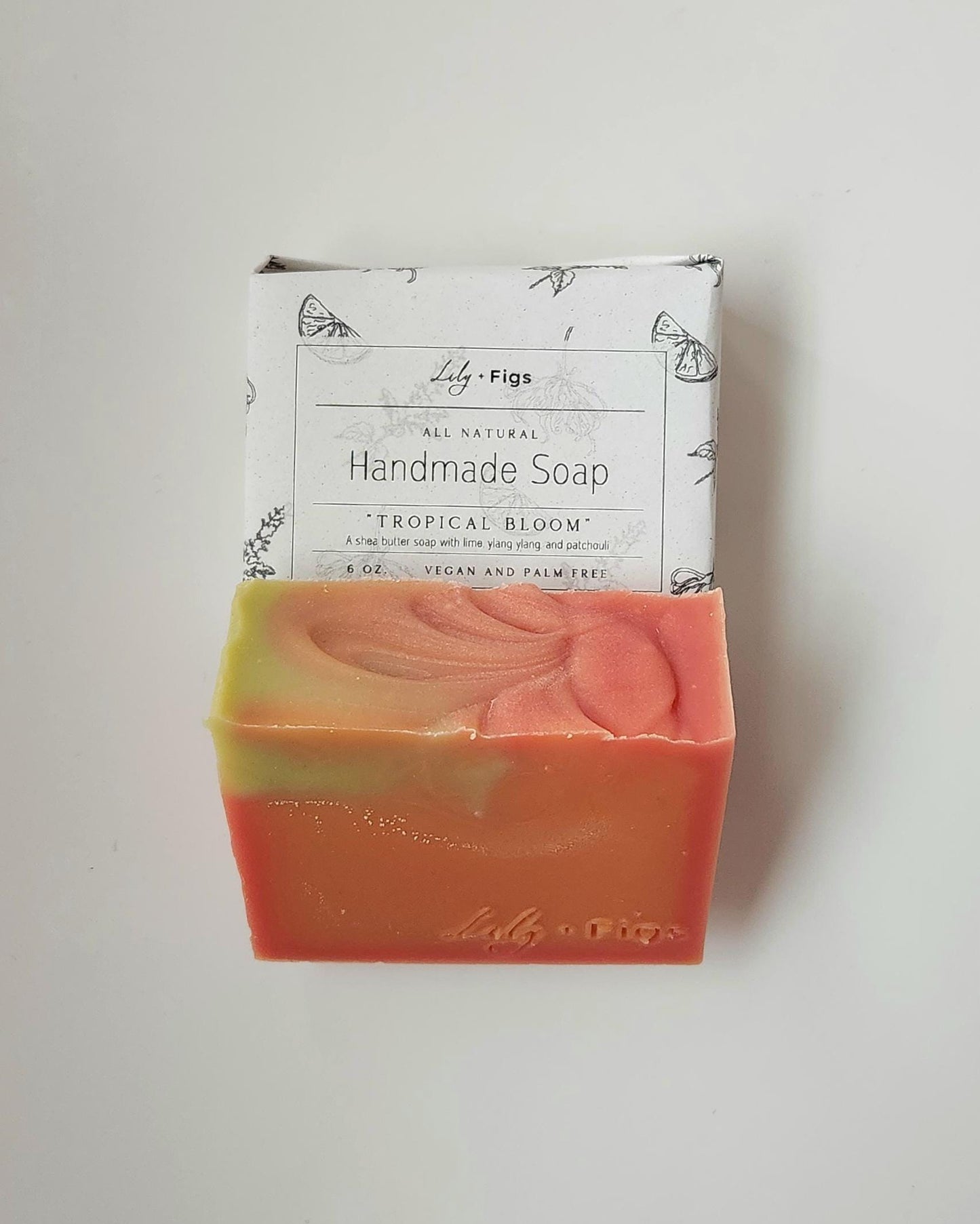 Tropical Bloom Shea Butter Soap: Ylang Ylang, Lime, Patchouli – Vegan, Palm Free, Paper Packaging