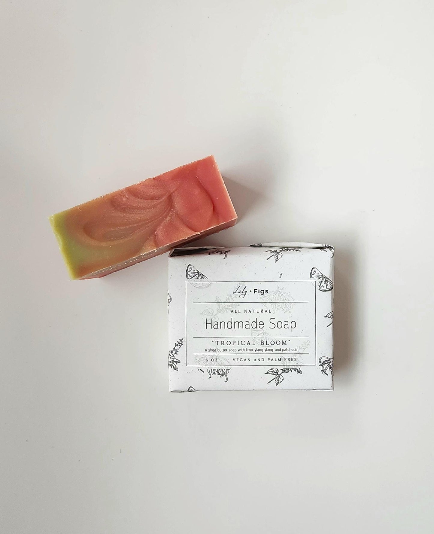 Tropical Bloom Shea Butter Soap: Ylang Ylang, Lime, Patchouli – Vegan, Palm Free, Paper Packaging