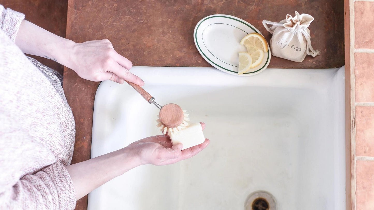 Eco Friendly Dish Soap Bar: Plastic Free, Vegan, Lemon Scented Cleaning